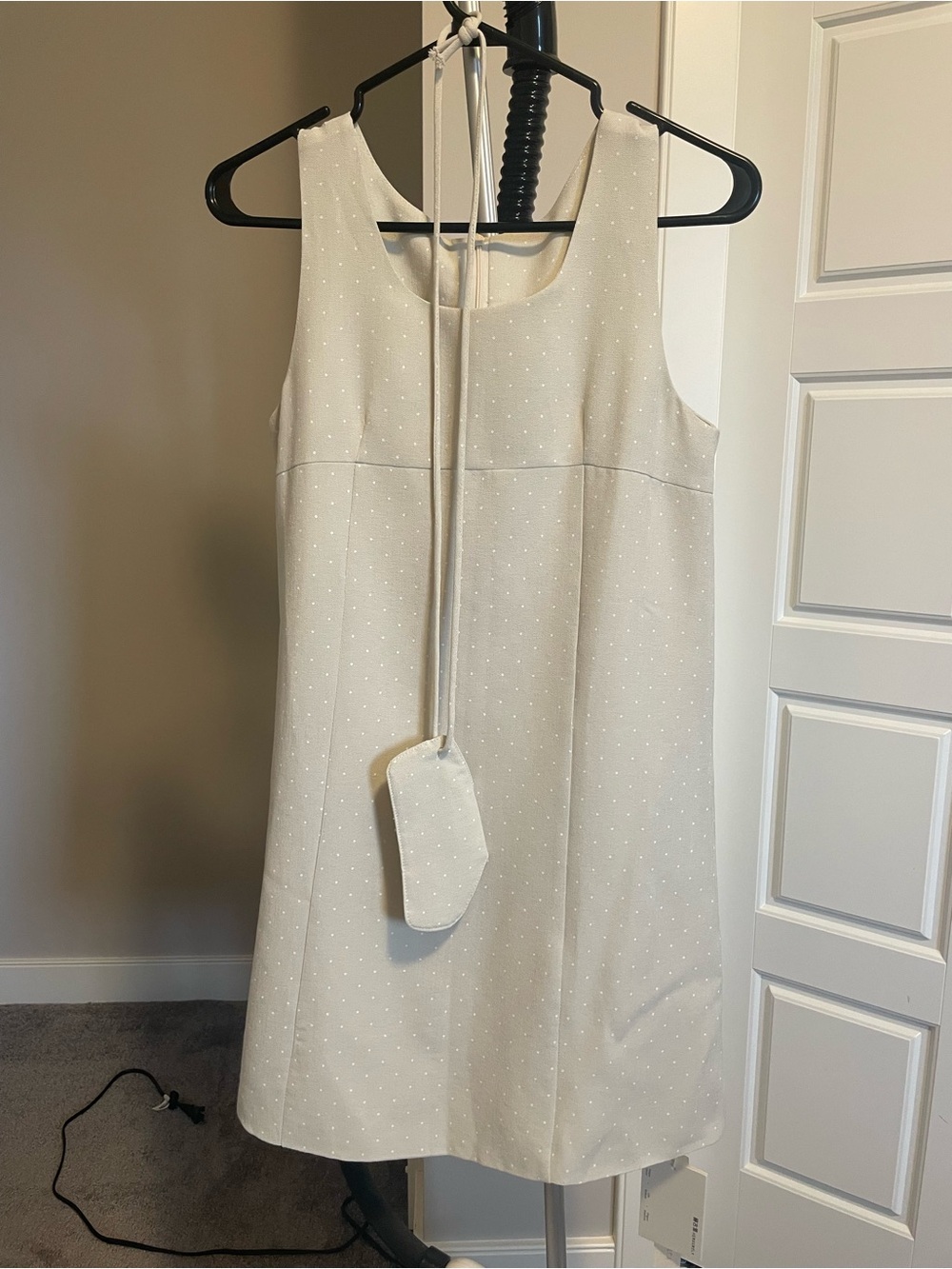 Cream Polka Dot Sleeveless Shift Dress
